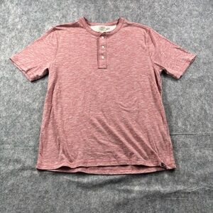 Faherty‎ Mens Heather Red Short Sleeve 3 button Shirt Size LG